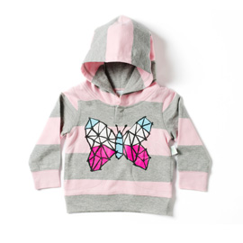 Minti Baby Mitten Hood Butterfly Ballet/Grey Stripex